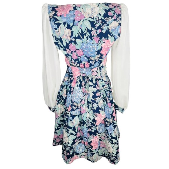 Vintage 80s Womens Floral Granny Cottagecore Sheer Sleeve Dress X-Small / Small - Picture 4 of 13